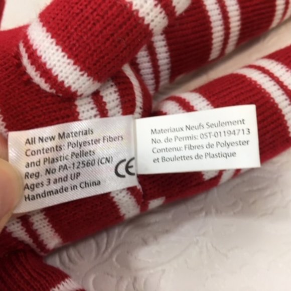 Plushland Red White Striped Winter Sock Knit Monkey 12" - Picture 10 of 11